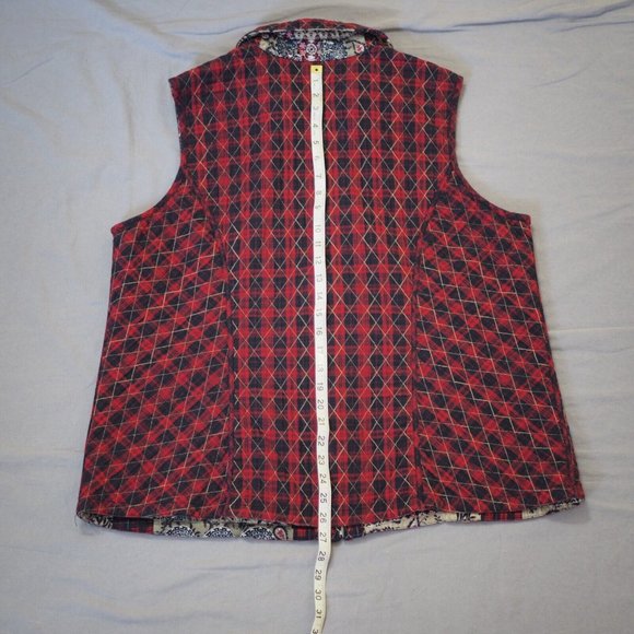 Vintage Quilted Vest Womens Handmade Reversible Plaid Patchwork Cottage Capsule - Picture 7 of 10